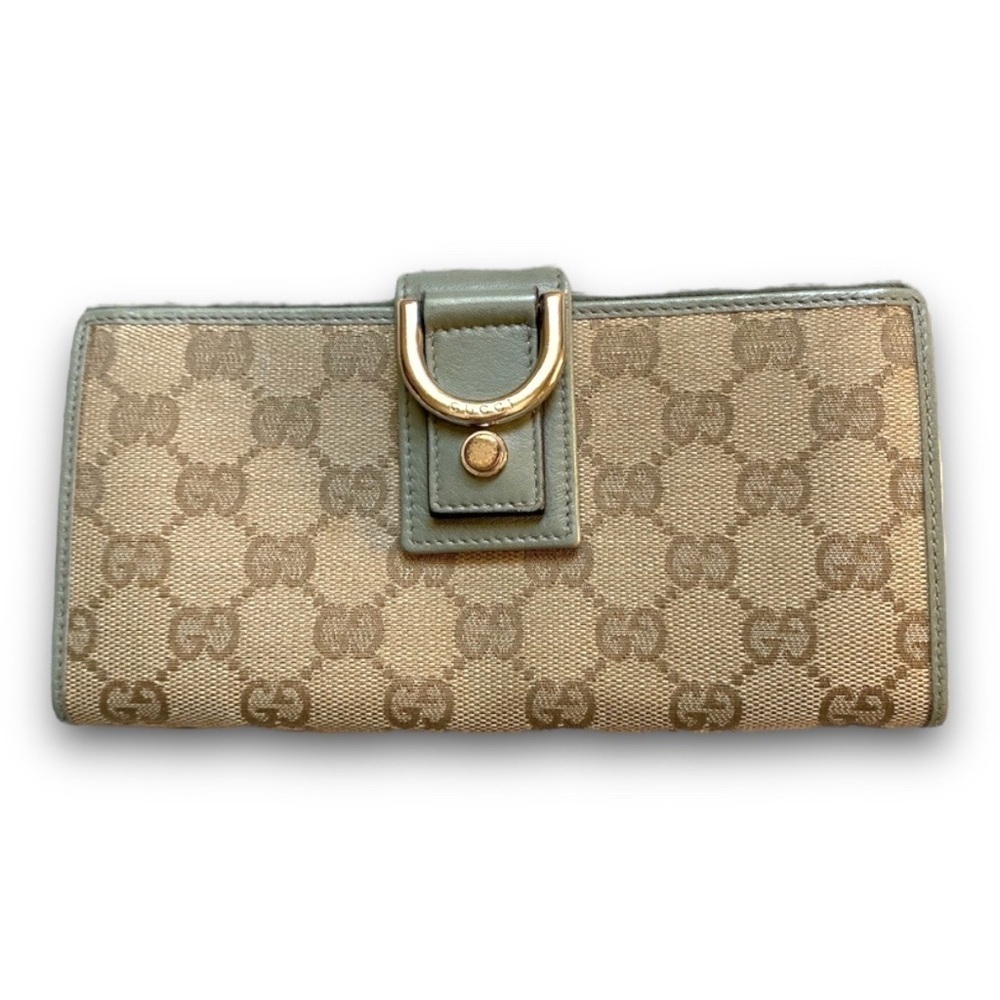 EUC Gucci GG long continental Abby wallet in light green leather
